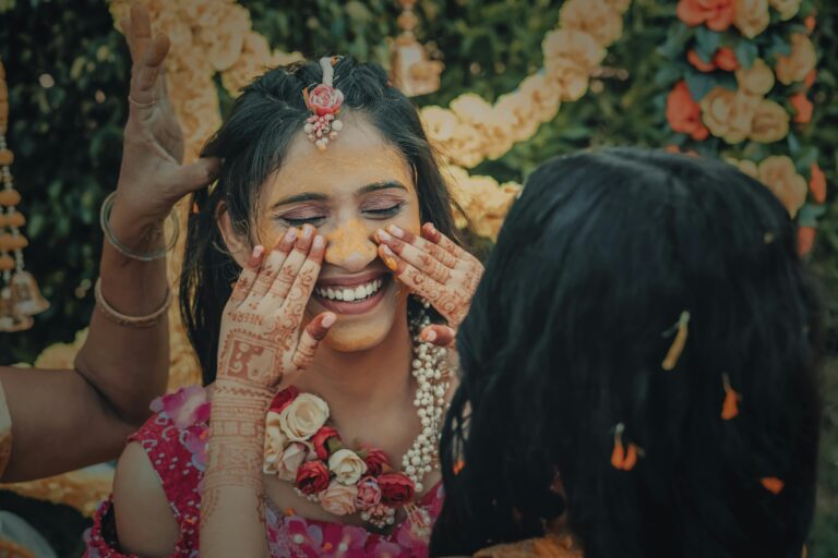 Vibrant Haldi celebration photography Hyderabad