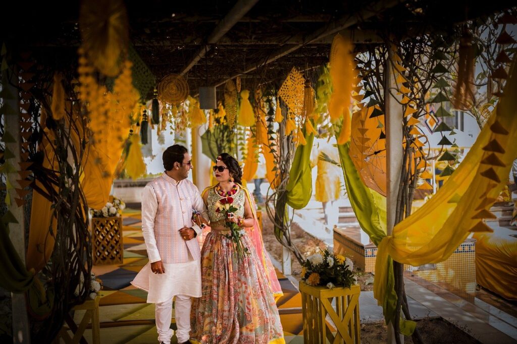 Colorful Haldi function photography Hyderabad